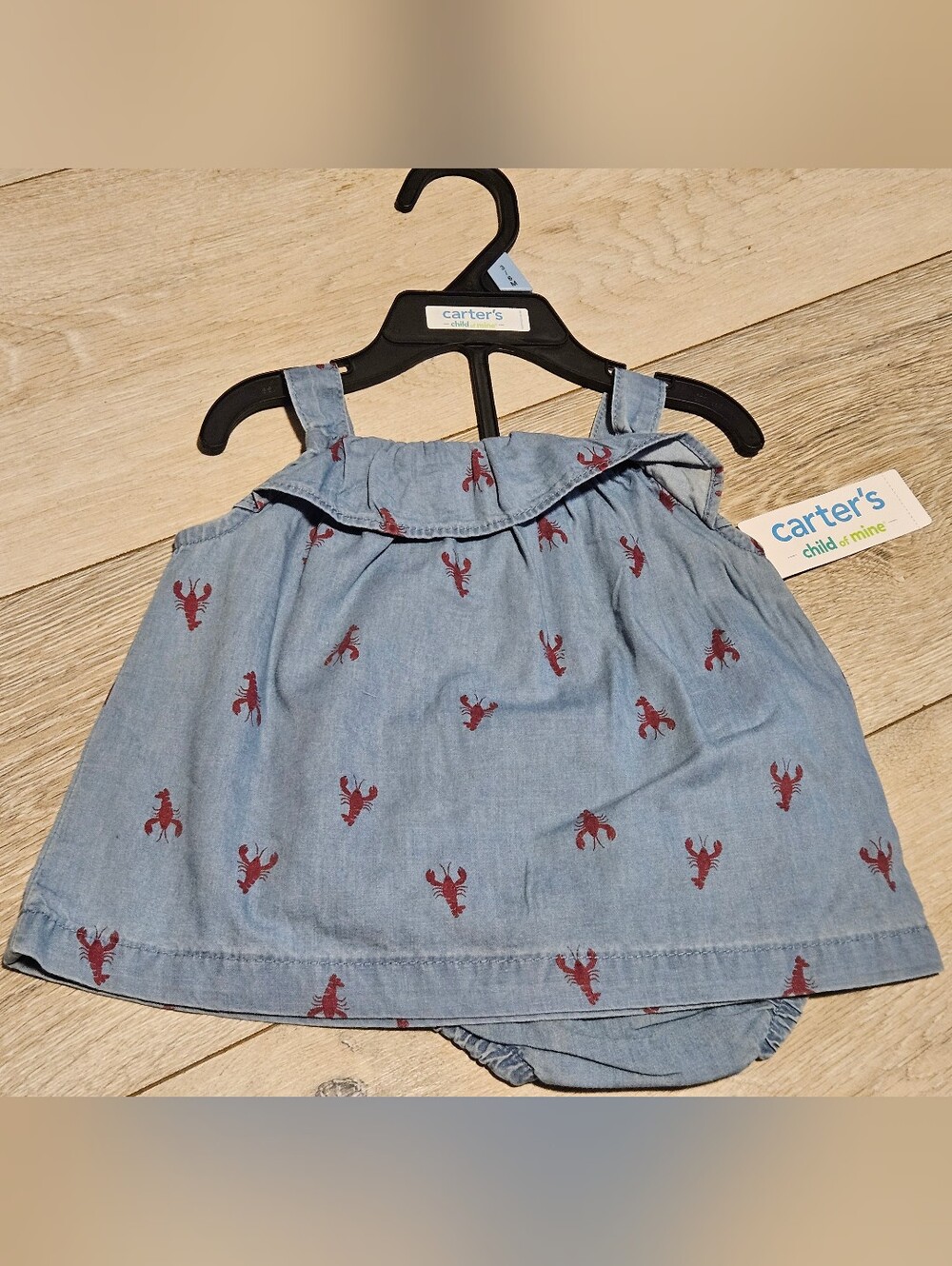 Child of Mine by Carter's NWT Baby Girl 3-6M Blue Lobster Sun Dress Diaper Cover